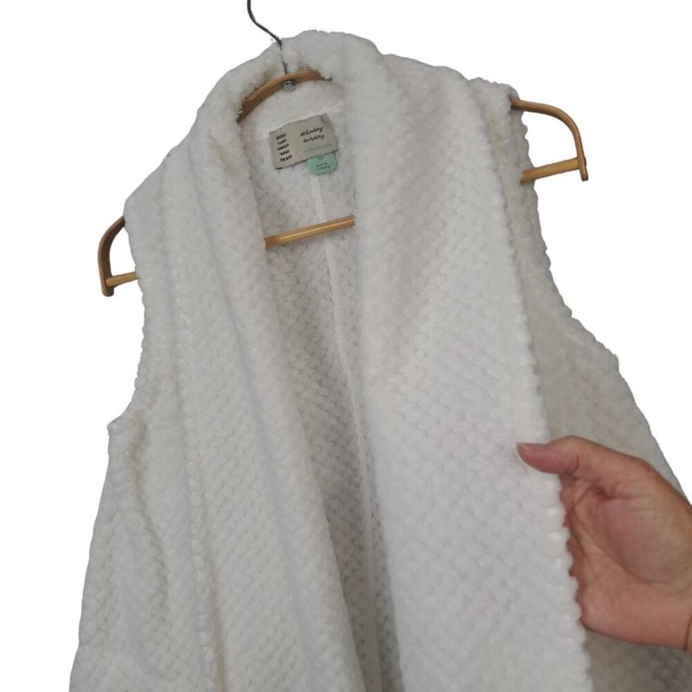 Anthropologie Saturday Sunday Cozy Sherpa Faux Fur White Vest - Picture 4 of 8
